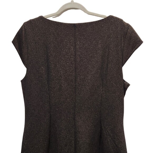 BOSTON Proper Black Gold Sparkle Ruched Side Cap Sleeve Mini Dress, L - Picture 5 of 8